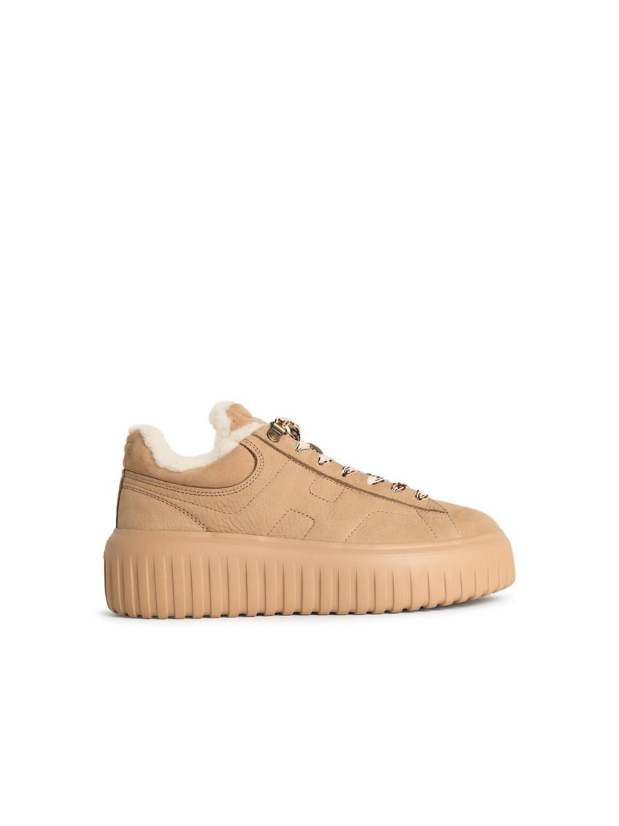 Hogan 'H-Stripes' Beige Leather Sneakers
