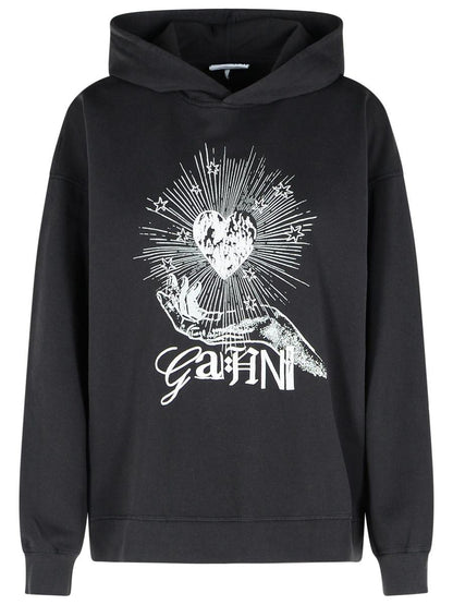 Ganni Black Cotton Sweatshirt