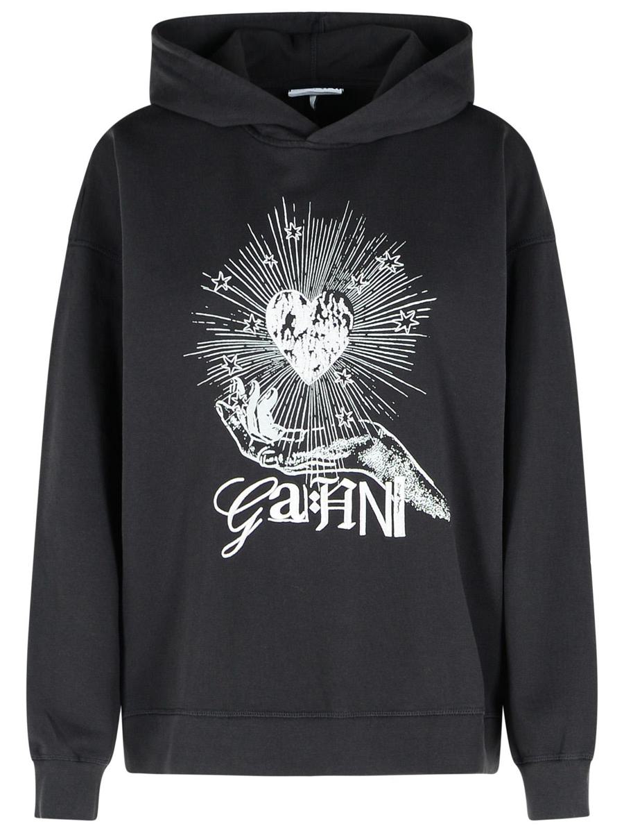 Ganni Black Cotton Sweatshirt