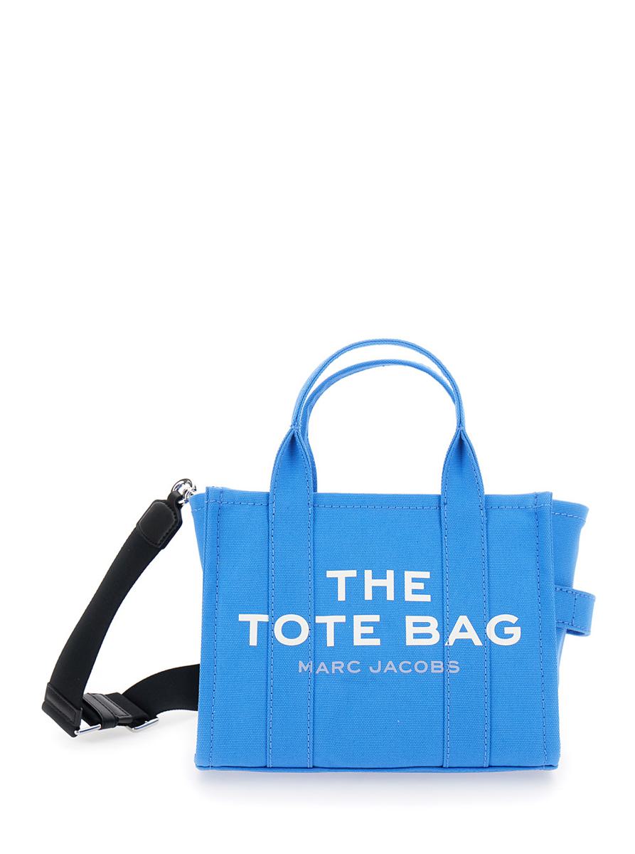 'The Small Tote Bag' Blue Handbag With Logo On The Front In Cotton Woman