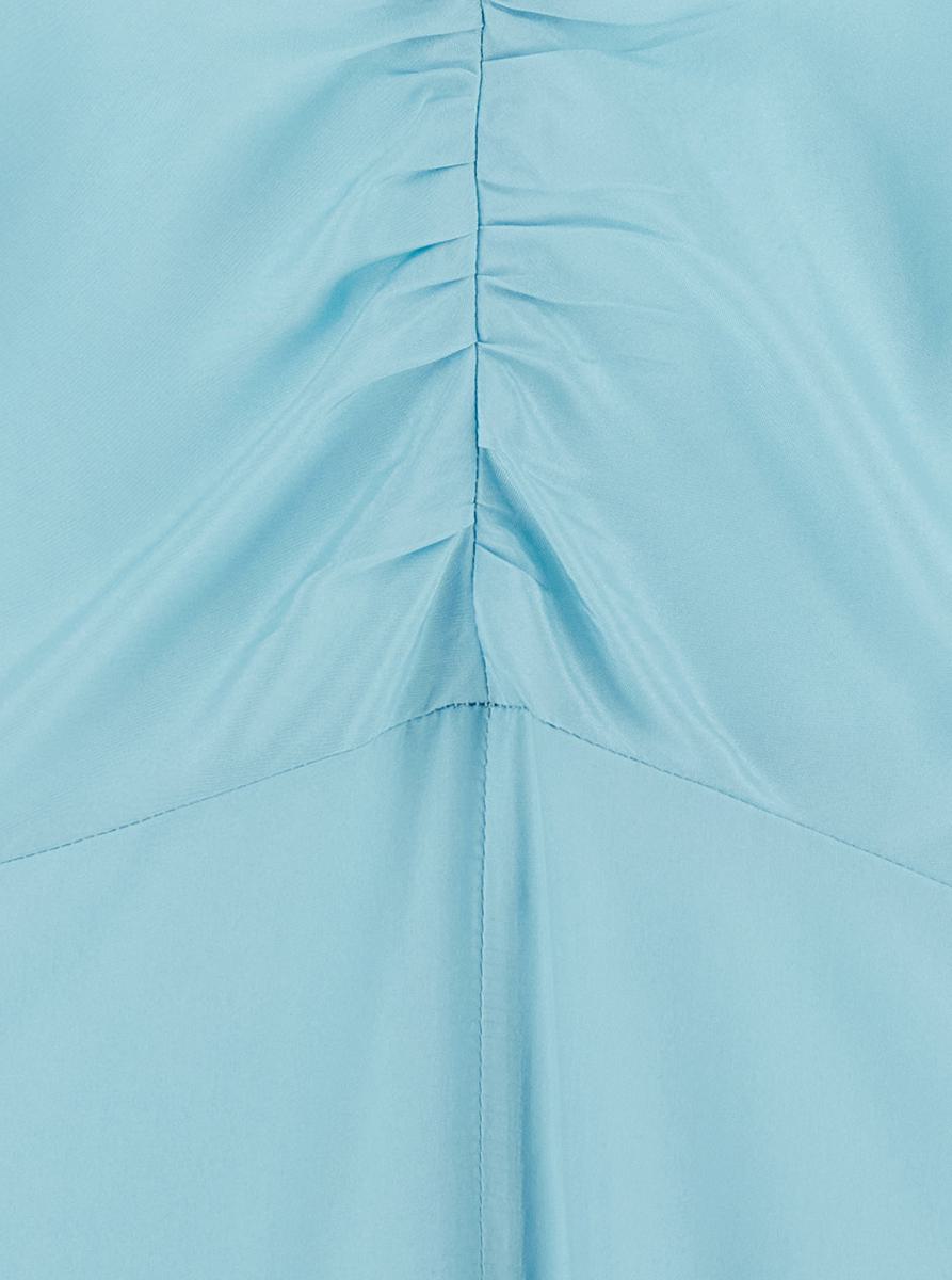 Light Blue Sleeveless Long Dress With Criss-Crossed Spaghetti Straps And Rear Button Closure In Tech Fabric Woman