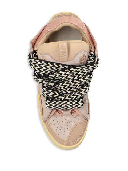 Lanvin Calf Leather Sneakers In Grey With Multicolor Laces