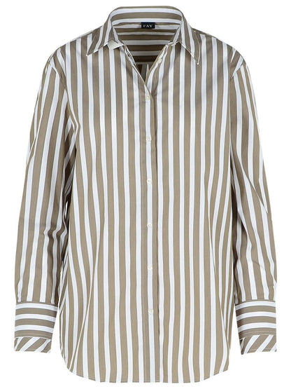Fay Green Cotton Blend Shirt