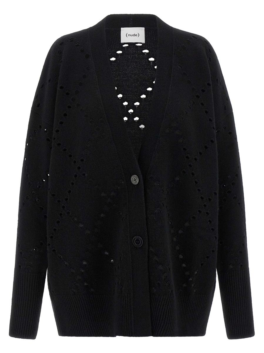 Nude Argyle Cut-Out Cardigan