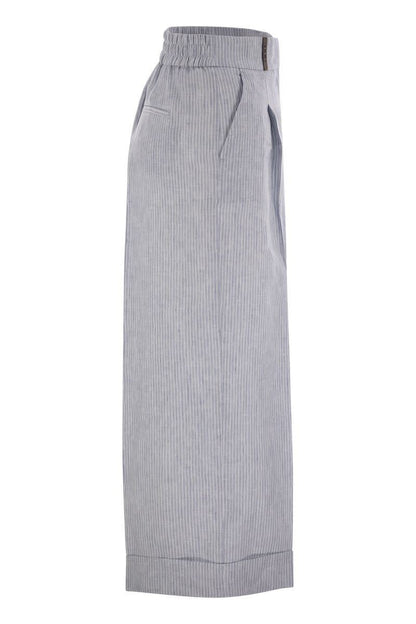 Peserico Linen Trousers With Striped Pattern