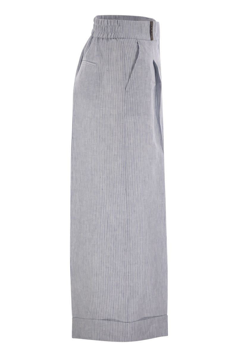 Peserico Linen Trousers With Striped Pattern