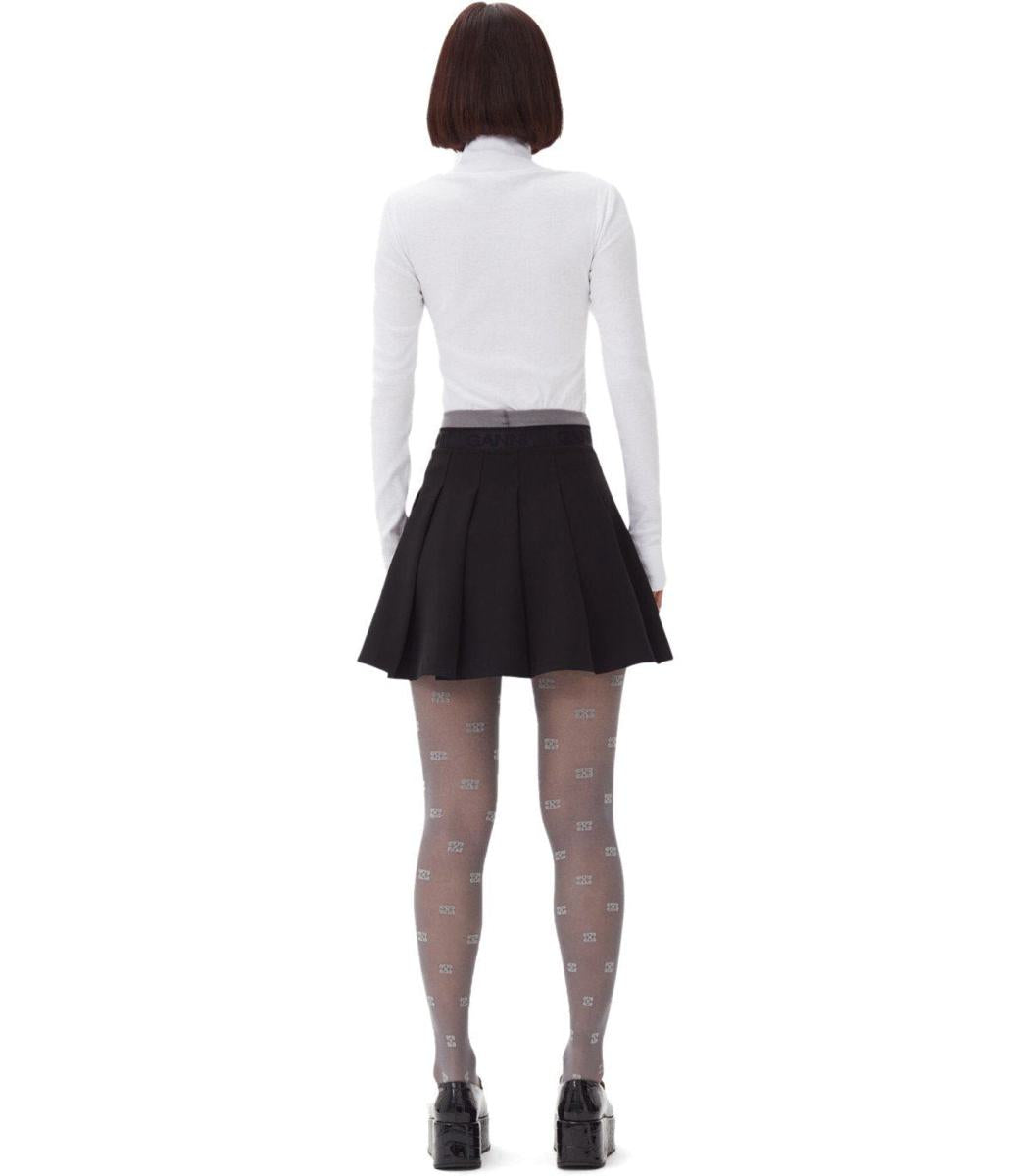 Ganni Black Pleated Mini Skirt