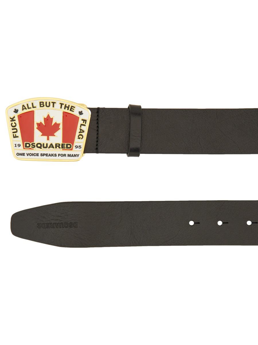 DSQUARED2 "Canadian Flag" License Plate Belt