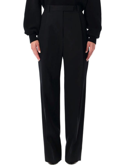 Tom Ford Black Wool Tailored Wide-Leg Trousers