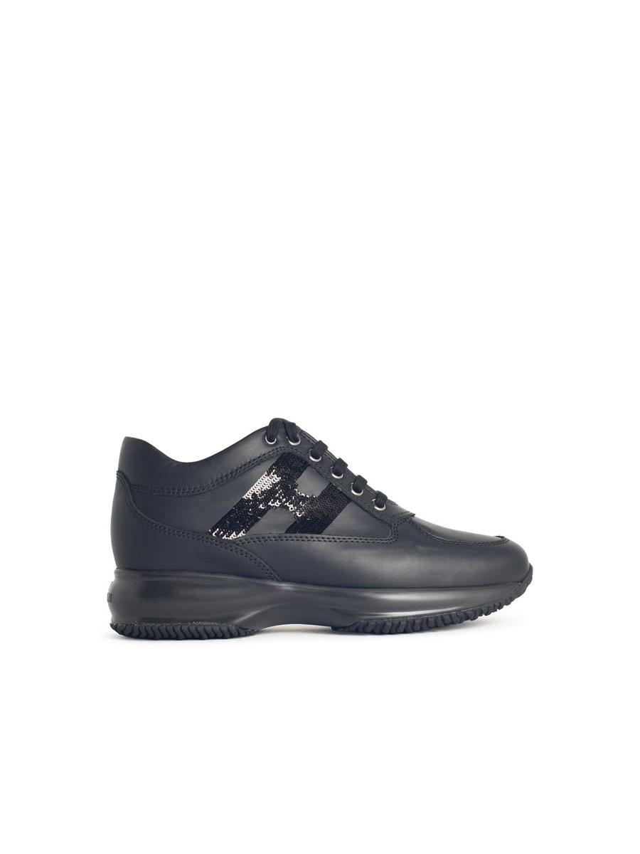 Hogan 'Interactive' Black Leather Sneakers