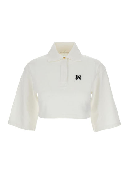 White Crop Shirt In Cotton Woman