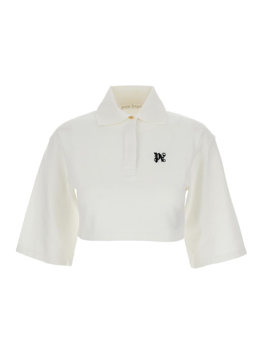 White Crop Shirt In Cotton Woman