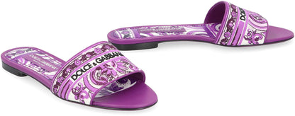 Dolce & Gabbana Leather And Fabric Slides