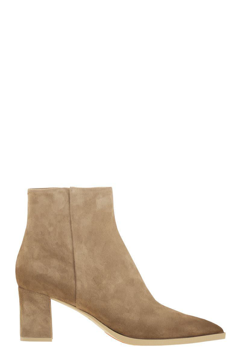 Santoni Mid-Heel Suede Ankle Boots