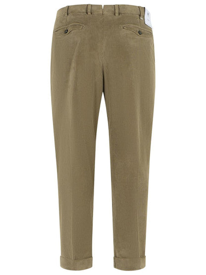 Pt Torino Beige Cotton Blend Trousers