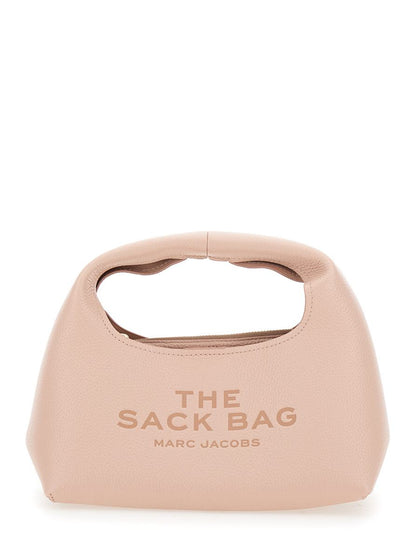 'The Mini Sack' Pink Handbag With Logo Lettering On The Front In Leather Woman