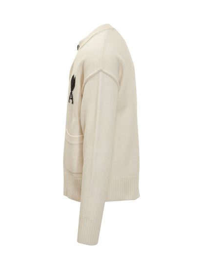 AMI Paris Wool Cardigan Logo Embroidered Ami Alexandre Mattiussi
