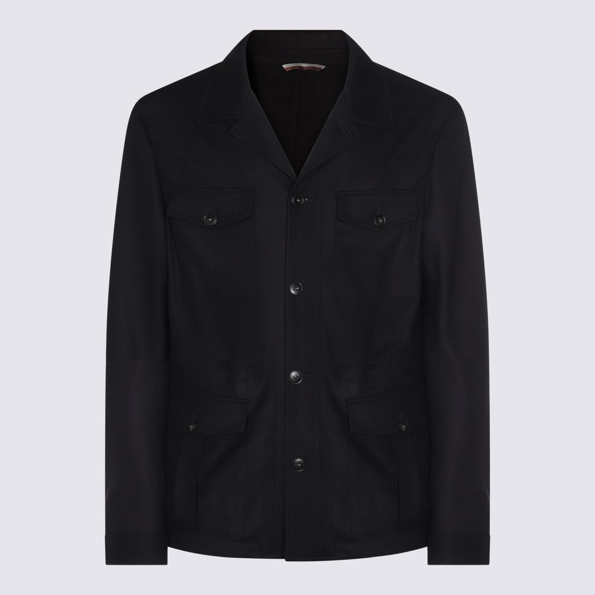 Canali Black Wool Casual Jacket