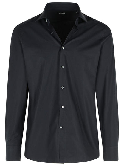 Zegna 'Trofeo' Dark Blue Cotton Shirt