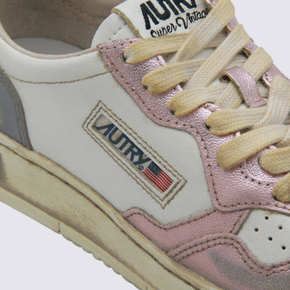 Autry White And Grey Sup Vint Low Metal Sneakers