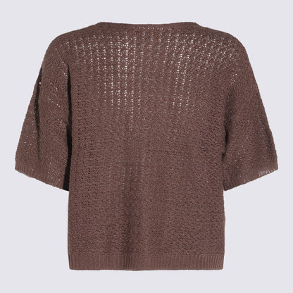 Antonelli Brown Linen And Cotton Top