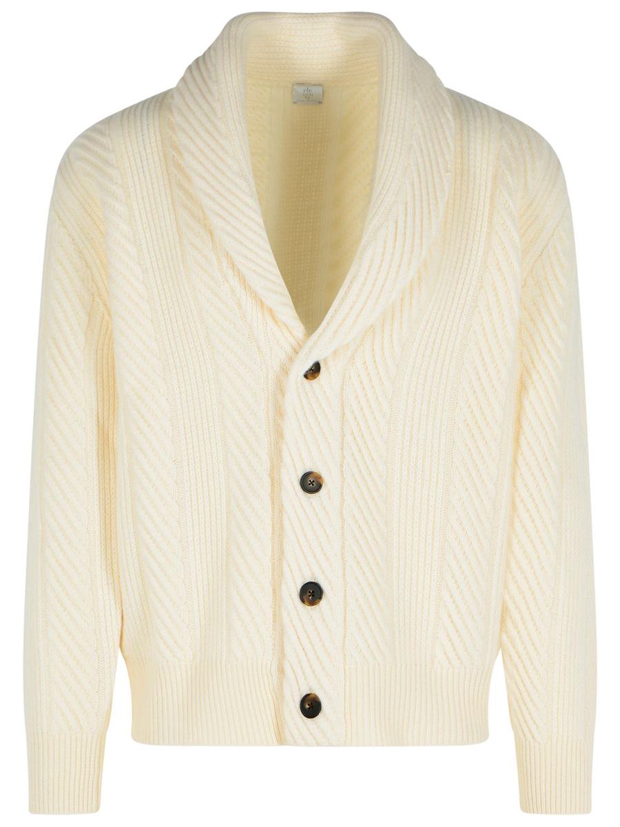Eleventy Ivory Wool Blend Cardigan