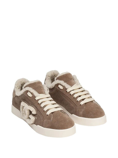 Dolce & Gabbana Suede Sneakers With Shearling Lining Shoes