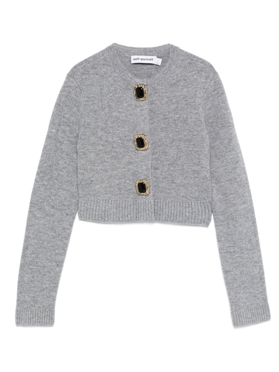 Self-Portrait Grey Wool Cardigan